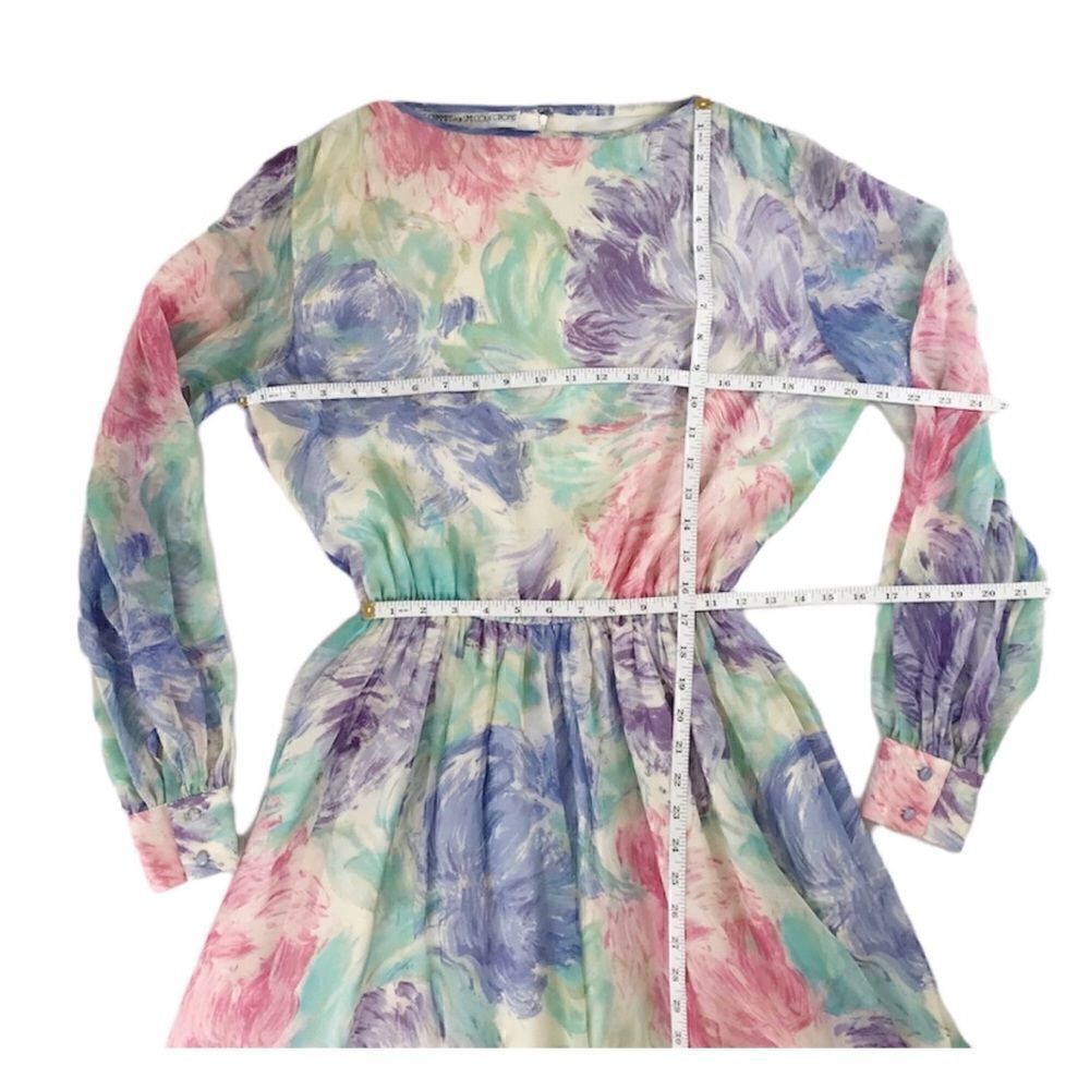 VNT 80’s Anne Crimmins For Umi Collection Silk Pastels Chiffon Dress size 8 - Picture 7 of 11